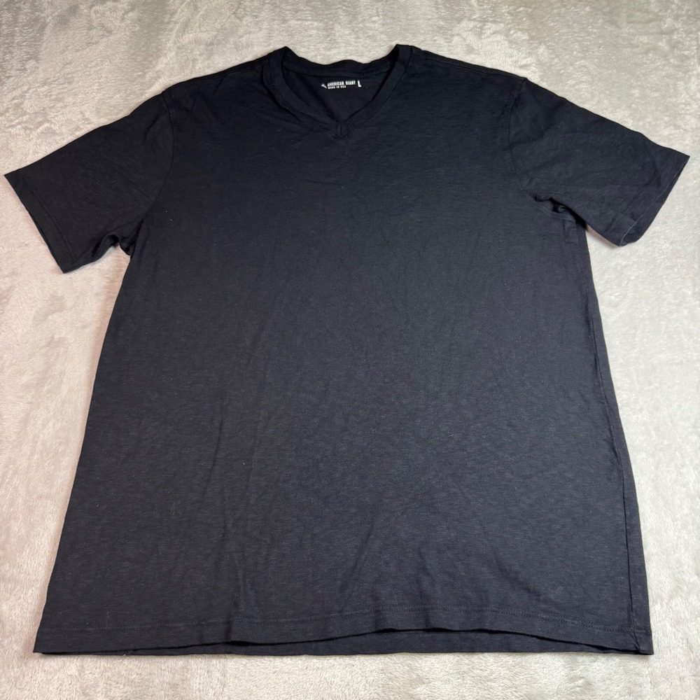 NWOT American Giant Mens Premium Slub V-Neck T-Shirt L Black Made in USA Cotton